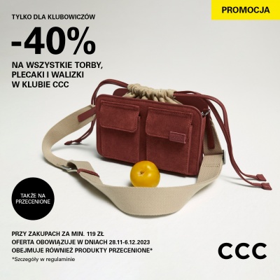 CCC – 40% na wszystkie torby dla klubowiczów